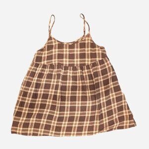 Size 12 Wild Fable Brown Plaid Babydoll Cami Top | Adjustable Straps